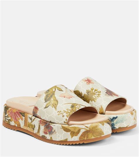 gucci flowers slides authentic number|gucci floral platform slides.